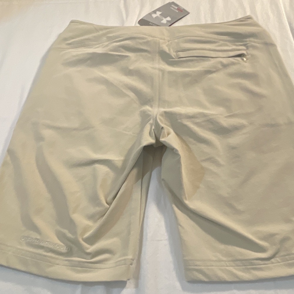 Under Armour HeatGear Women's Golf Shorts Beige Size 4 Solid Stretch Pockets - Picture 8 of 8